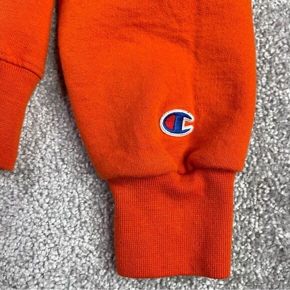 Champion Sweatshirt Men's Small Orange Crewneck Pullover Long Sleeve Logo - Picture 2 of 12